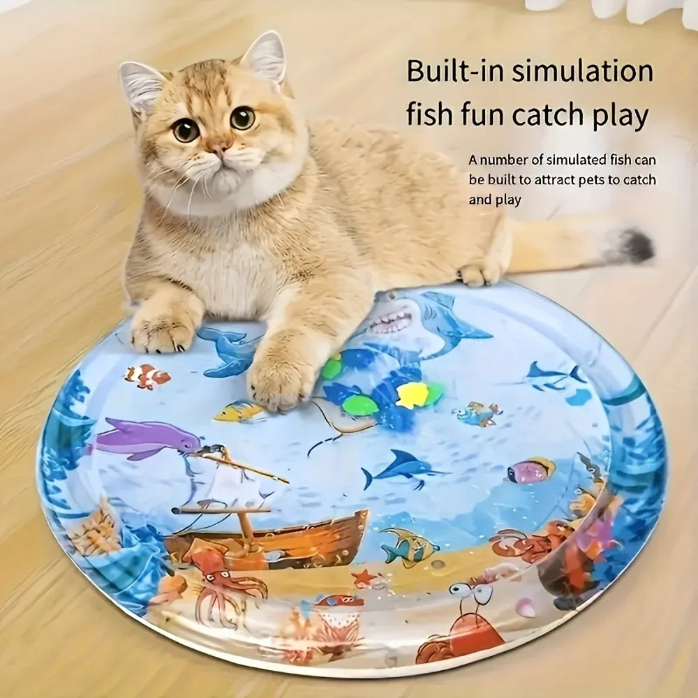 Spill-Proof Water Sensory Cat Mat – Floating Fish PVC Toy Interactive Cat Toy Richie's