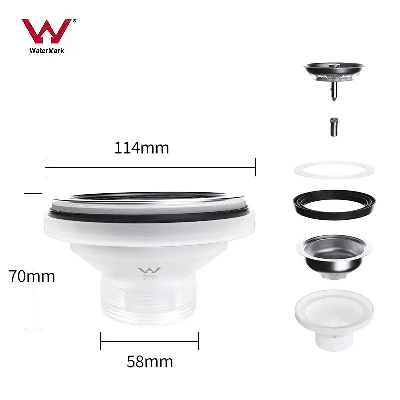 WATERMARK Certified Sink Drain Sewer Head – Vegetable Basin Sink Drain Fitting Richie's short cup 114mm 304