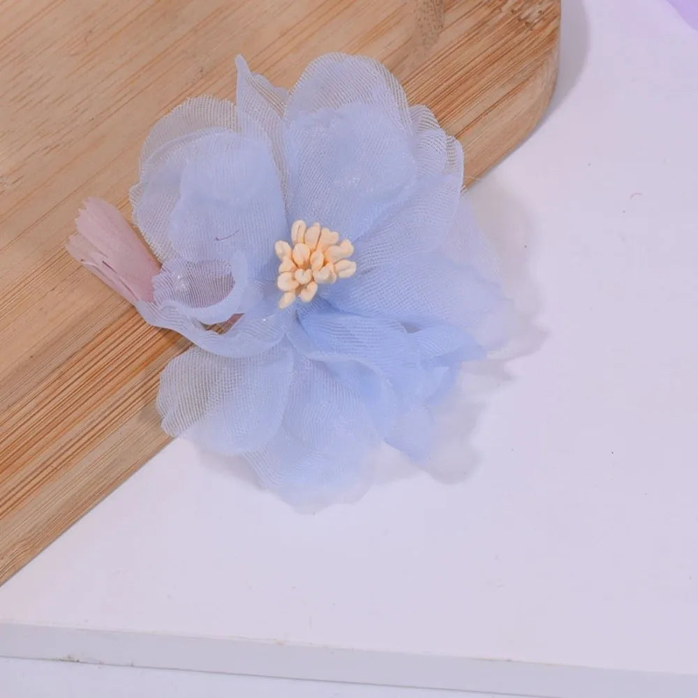 10Pcs Organza Flower Appliques 3D Mesh Sewing Patches 5.5cm Fabric Flower Appliques Richie's Blue