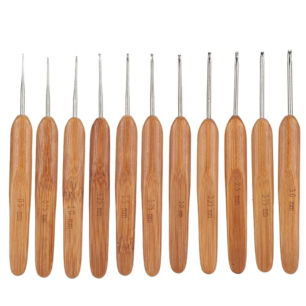 11pc Bamboo Crochet Hook Set Mixed Sizes 0.5–3mm | Ergonomic Crochet Hook Set Richie's Dark Green