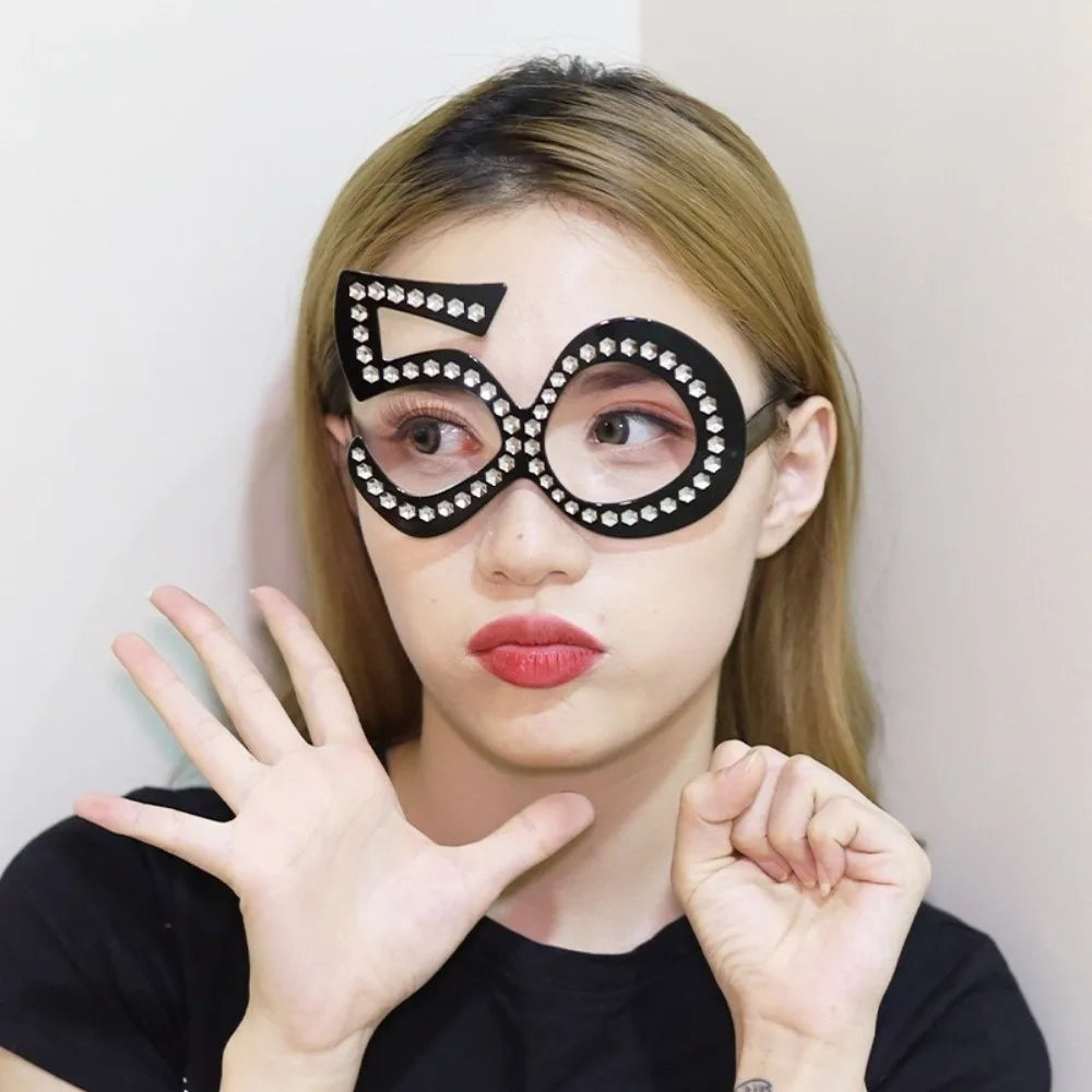 Rhinestone Birthday Number Party Glasses 16 18 30 40 50 60 Party Novelty Glasses Richie's Number 50