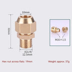 Brass Flare Adapter Hexagon Male Thread 1/4" 3/8" 1/2" Connector Brass Pipe Fitting Richie's Pipe 10mm x 1-4-