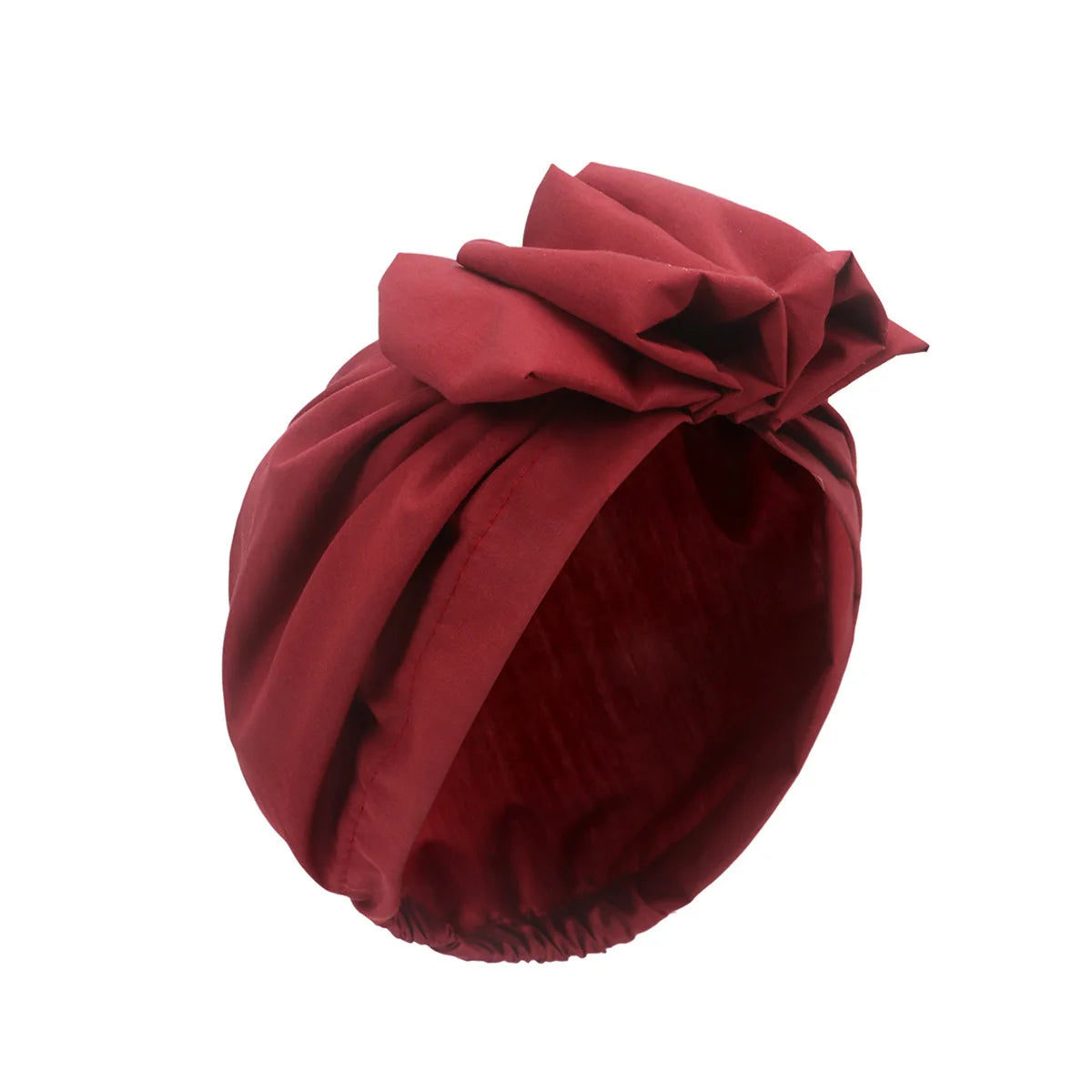 Women's Floral Pleated Turban Hat – Elastic Head Wrap & Bonnet Turban Head Wrap Richie's wine red