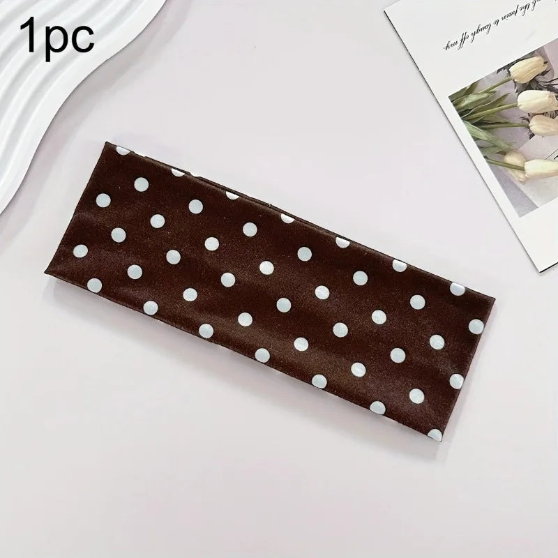 Women's Polka Dot Sports Headband – Sweat-Wicking Yoga & Gym Sports Headband Richie's brown 1pc