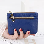 Women's Mini PU Leather Coin Purse Zipper Wallet & Key Chain Coin Purse Wallet Richie's Royal Blue