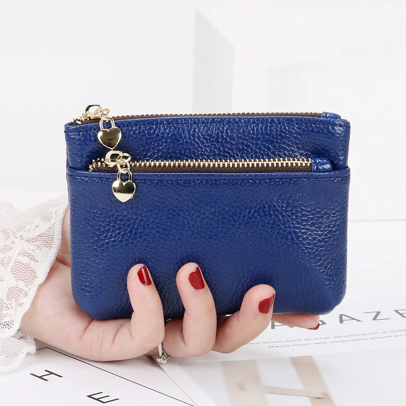Women's Mini PU Leather Coin Purse Zipper Wallet & Key Chain Coin Purse Wallet Richie's Royal Blue