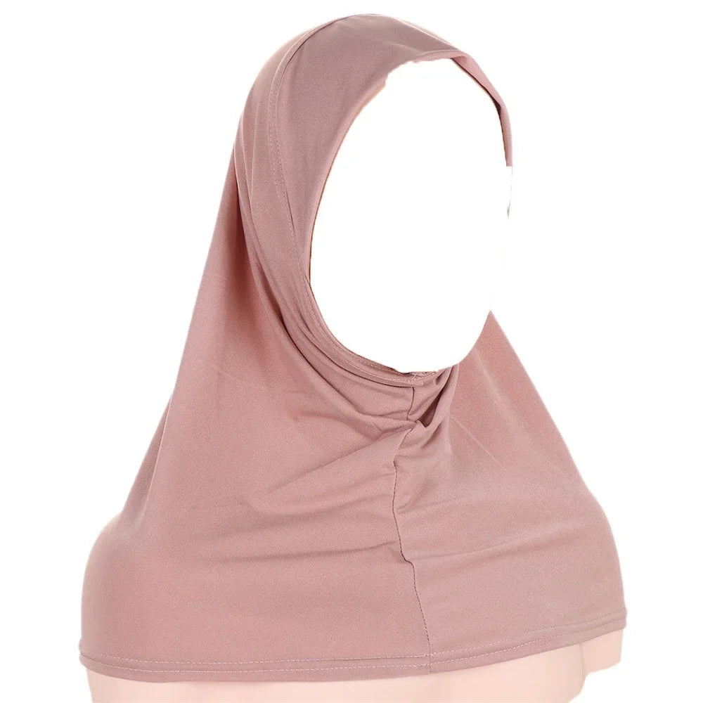 Women's Jersey Hijab Underscarf Inner Cap – Solid Neck Cover Hijab Underscarf Cap Richie's 09 Pink