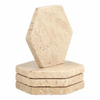 Natural Marble Coasters – Heat Resistant Non-Slip Travertine Set Marble Coasters Set Richie's Hexagon 4PCS L