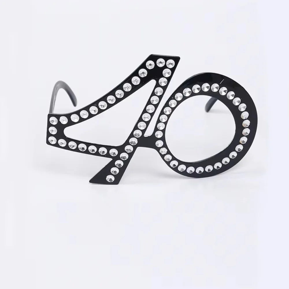 Rhinestone Birthday Number Party Glasses 16 18 30 40 50 60 Party Novelty Glasses Richie's Number 40