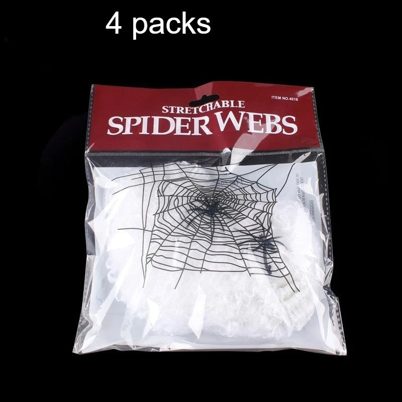 Stretchable Halloween Spider Web Decorations with 2 Spiders Halloween Decoration Richie's 4 packs one size fits all