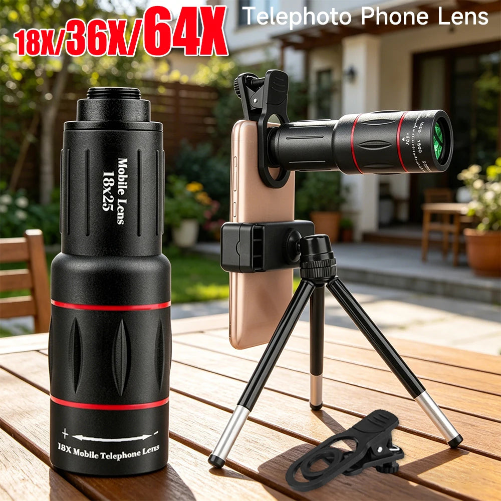 18X/36X/64X Clip-On Telephoto Zoom Lens for iPhone & Android Telephoto Phone Lens Richie's