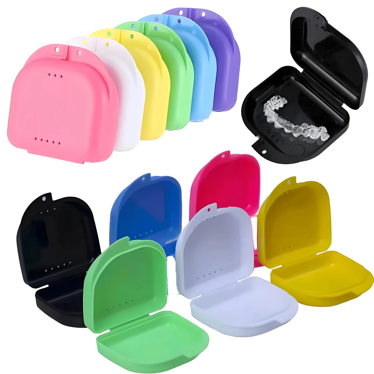 2-Pack Portable Denture Case with Vent Hole & Seal Lid Denture Storage Case Richie's