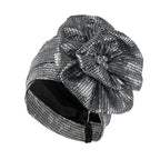 Women Glitter Turban Hat Rhinestone Flower Hijab Bonnet Cap Turban Hat Richie's 12695-sliver