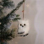 Faux Fur Animal Christmas Ornaments – Owl Bunny Squirrel Christmas Ornament Richie's Owl with Lanyard