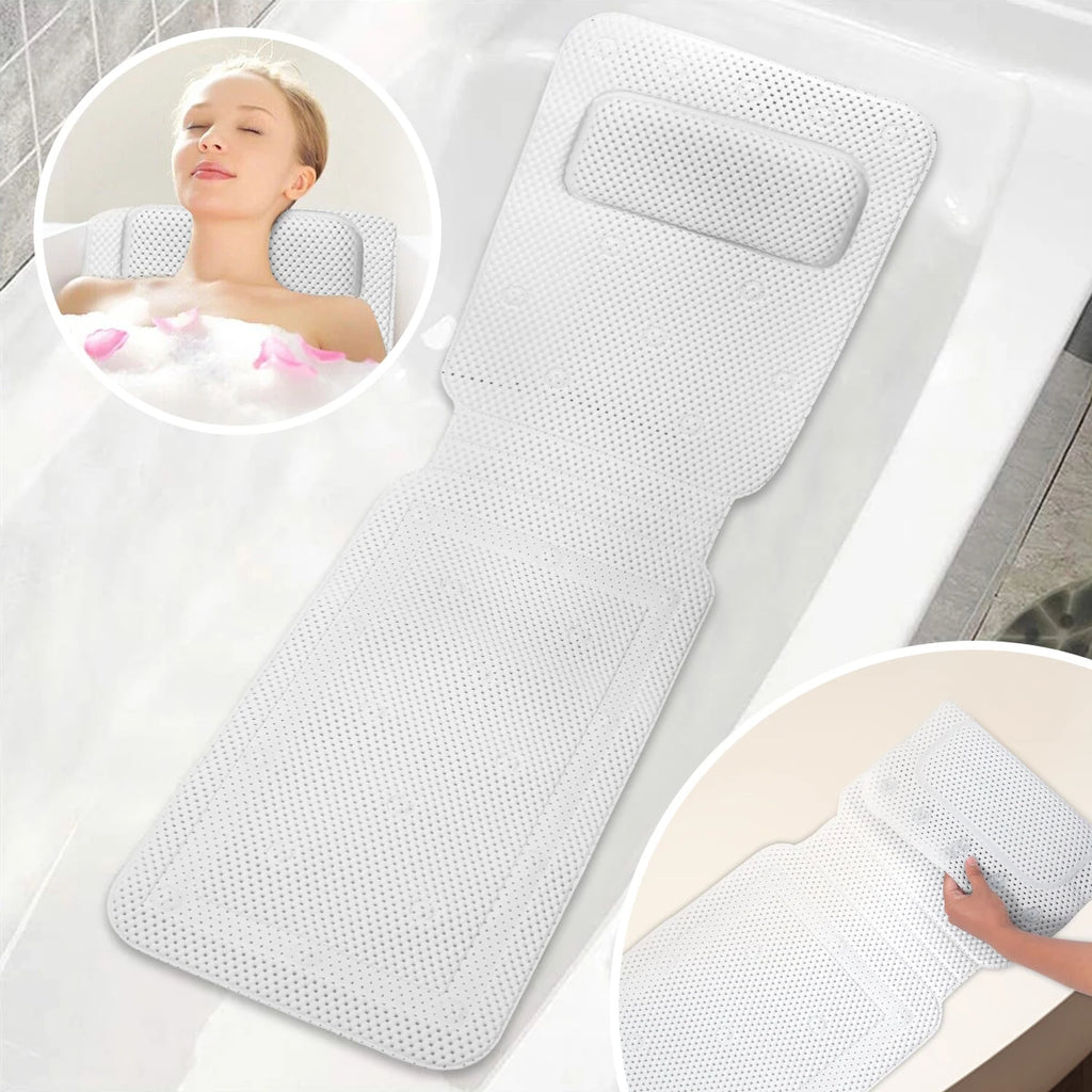 Non-Slip Full Body Bath Mat with Pillow & Suction Cups Bath Cushion Mat Richie's