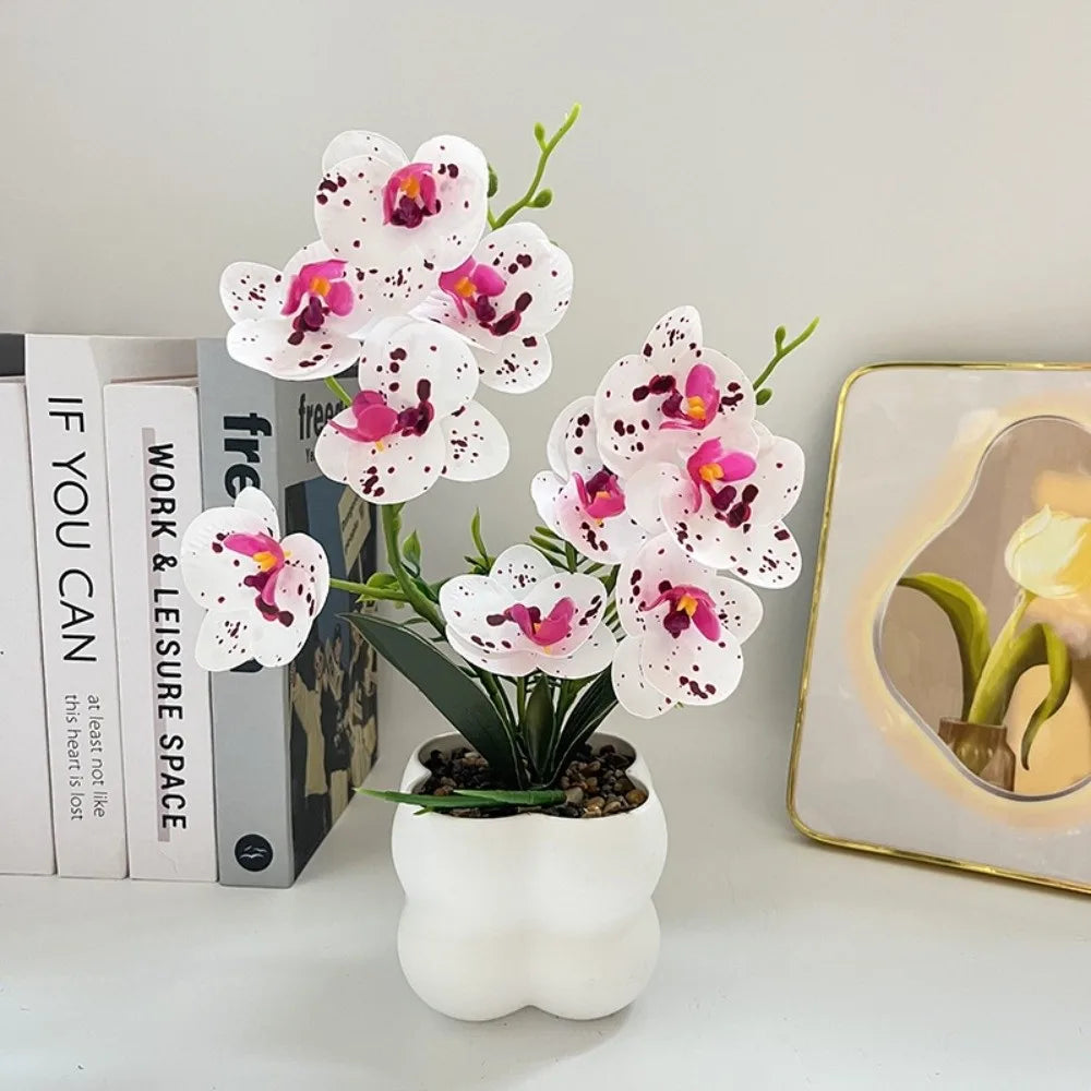 Artificial Butterfly Orchid Bonsai White Faux Flower Décor Artificial Flower Bonsai Richie's 01