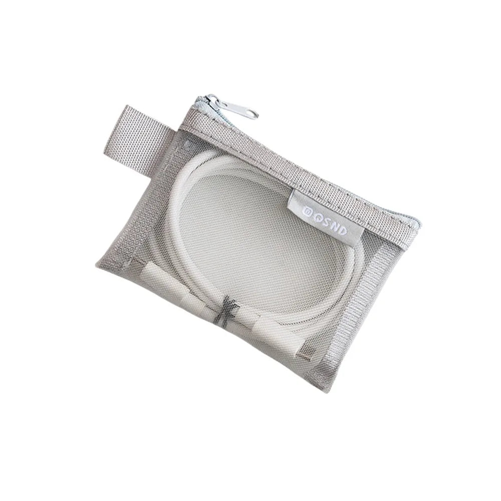 Mini Nylon Zipper Storage Bag – Cosmetic & Coin Organizer Storage Organizer Bag Richie's Grey-1