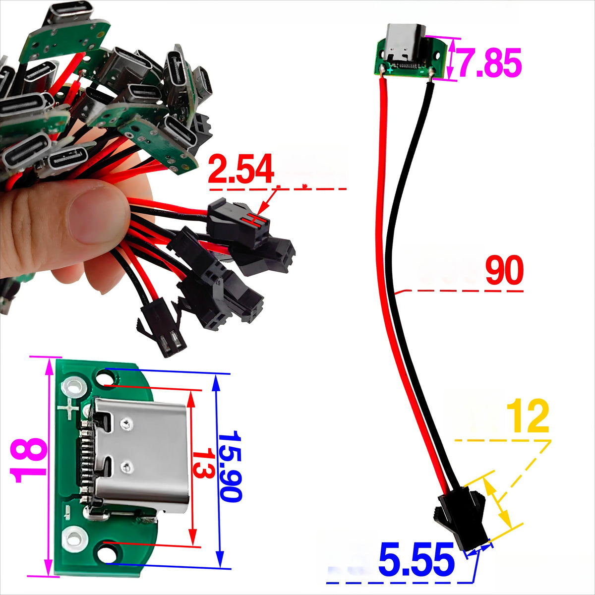 USB 3.1 Type-C 16-Pin PCB Test Adapter Connector Socket USB-C PCB Adapter Richie's T 5Pcs