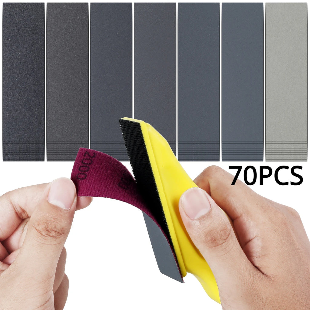 70pc Mini Hand Sander Kit – Assorted Grit Wet Dry Sandpaper Hand Sander Kit Richie's