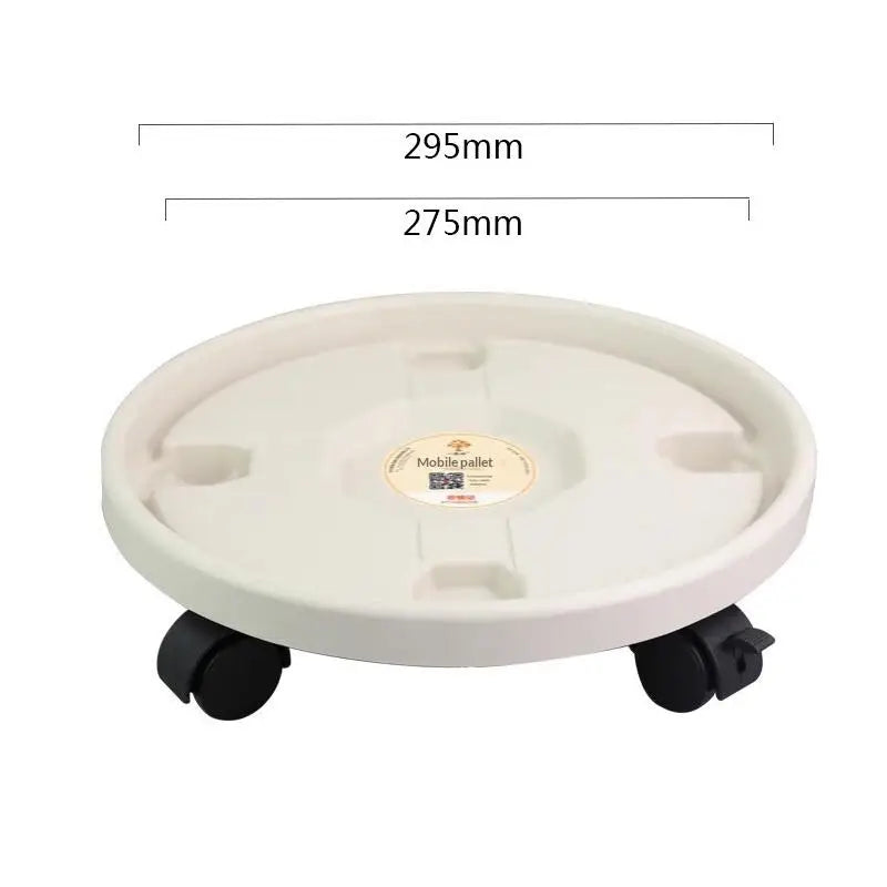 Rolling Plant Pot Tray with 360° Wheels | Movable Flower Base Rolling Plant Tray Richie's White 30CM