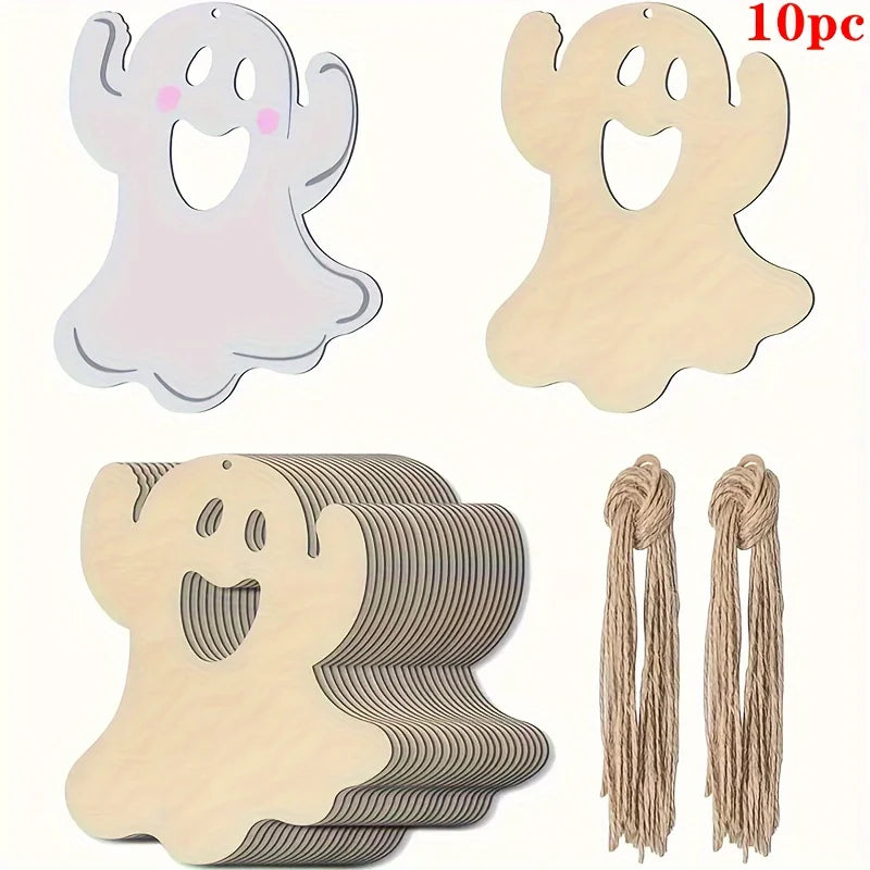 Unfinished Wooden Ghost Cutouts for DIY Crafts – 10 Pcs Wood Craft Cutouts Richie's