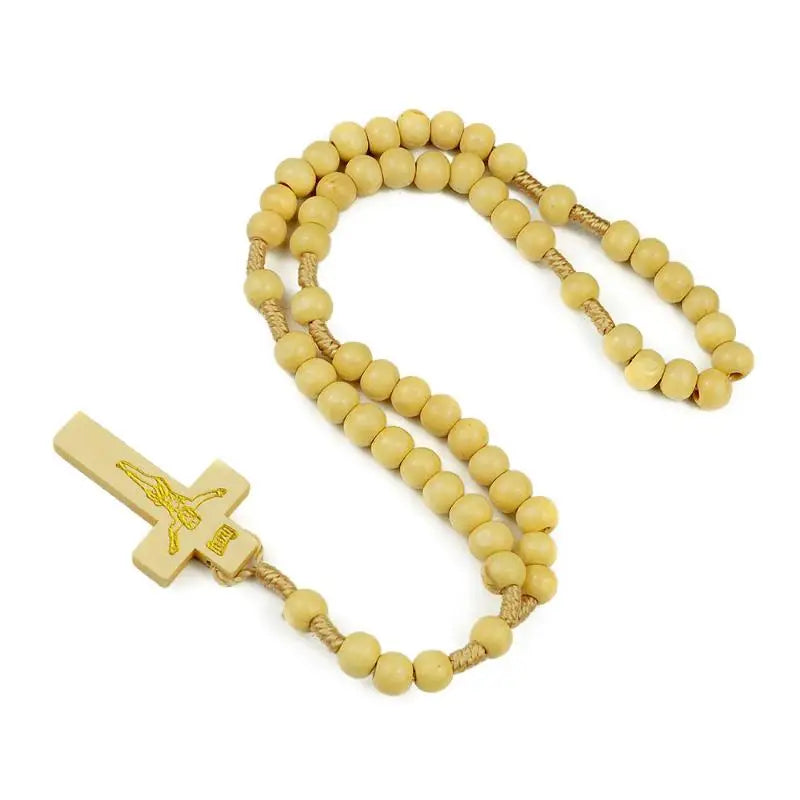 Wood Cross Prayer Bead Bracelet – Crucifix Charm Gift Cross Bead Bracelet Richie's A5
