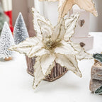 Glitter Poinsettia Artificial Christmas Flower 26cm Decoration Artificial Christmas Flower Richie's