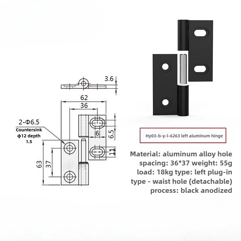 Plug-In Aluminum Alloy Cabinet Door Hinge – Quick Release Cabinet Door Hinge Richie's HY03-B-Y-L-6263 left