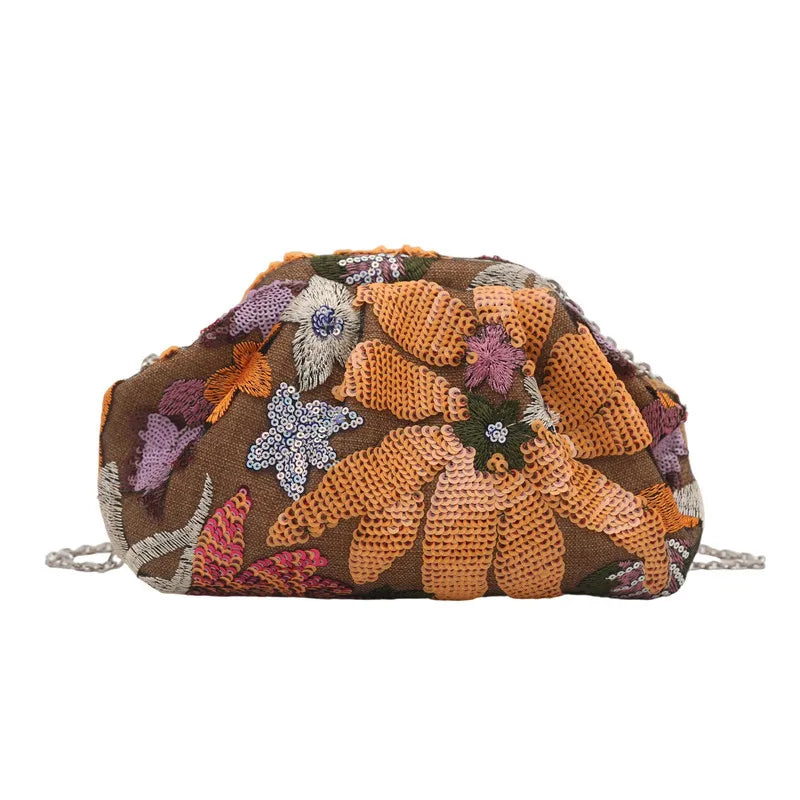 Women's Sequin Evening Clutch Bag – Floral Wristlet Purse Evening Clutch Bag Richie's YELLOW