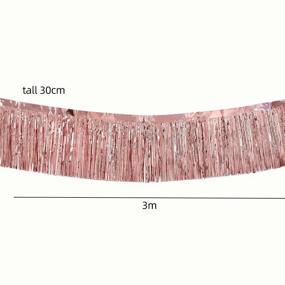 3M Metallic Foil Fringe Garland Streamer Party Backdrop Decor Party Fringe Garland Richie's Rose Gold