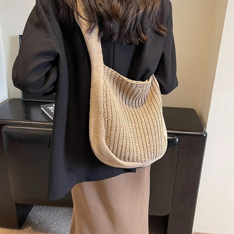Women's Large Knit Tote Bag – Shoulder & Crossbody Handbag Women's Tote Bag Richie's