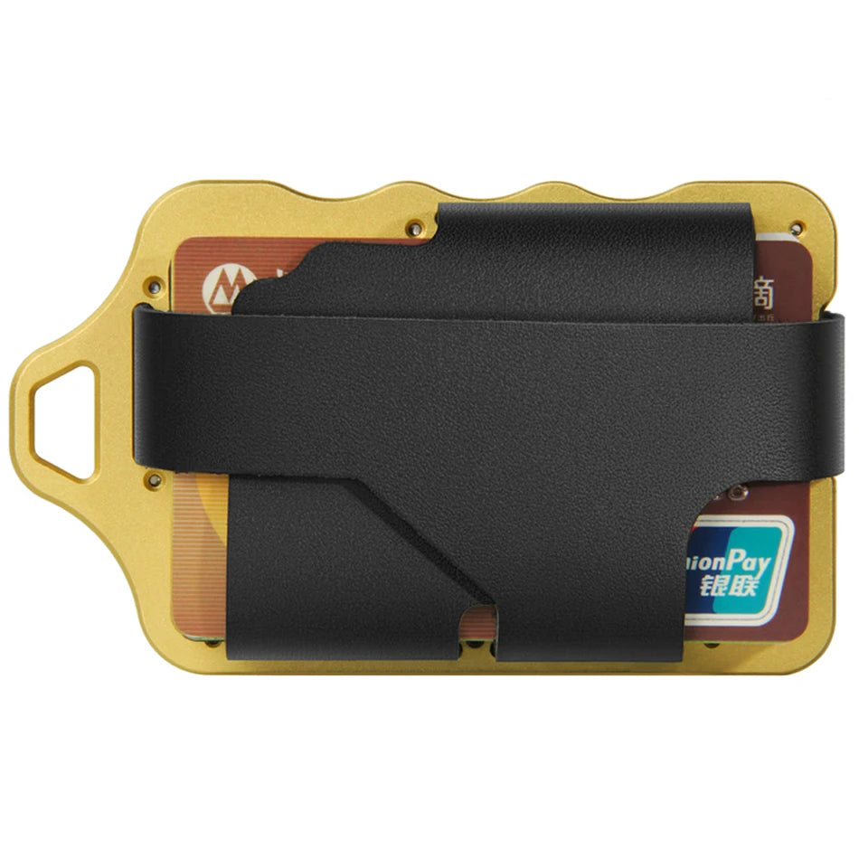 Zeeker Minimalist Tactical Front Pocket Wallet | Leather & Steel Tactical Slim Wallet Richie's Gold