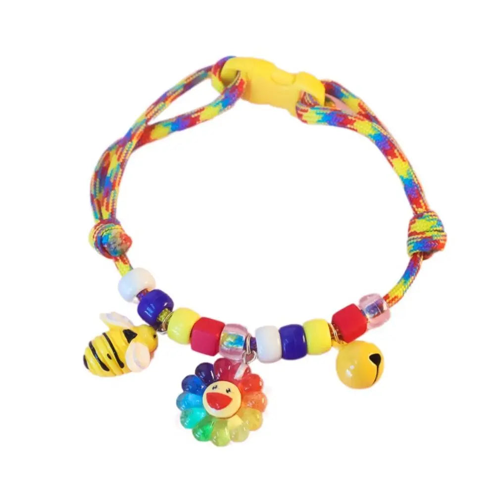 Adjustable Knit Pet Collar with Bell & Pendants for Cats & Dogs Pet Collar Richie's Multicolor