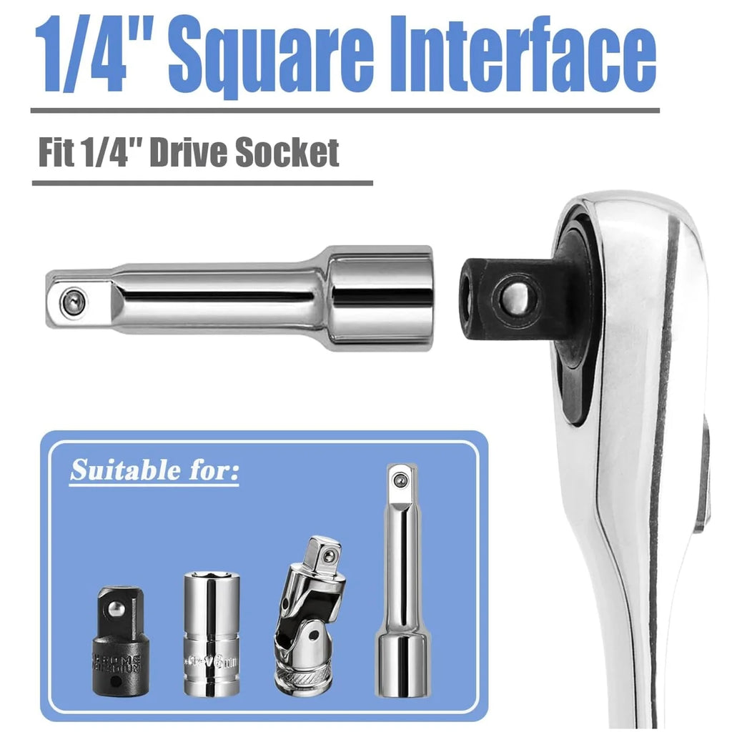 1/4" Mini Ratchet Wrench 72-Tooth Double Head Hex Bit Driver Mini Ratchet Wrench Richie's