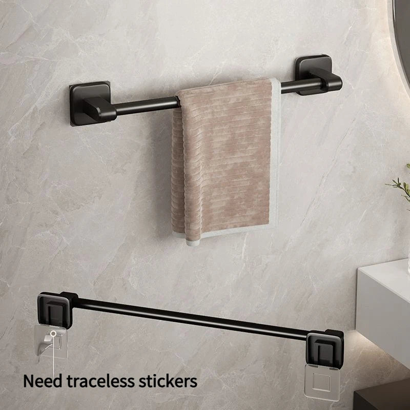 Black No-Drill Wall-Mounted Towel Rack | Space-Saving Towel Rack Richie's