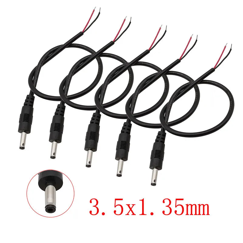 5-Pack 3.5x1.35mm DC Power Male Plug Extension Cable Connector DC Power Connector Richie's Default Title