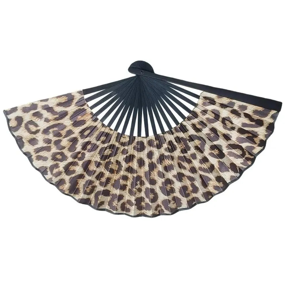 Leopard Print Folding Fan – Elegant Silk Dance Fan for Women Folding Hand Fan Richie's