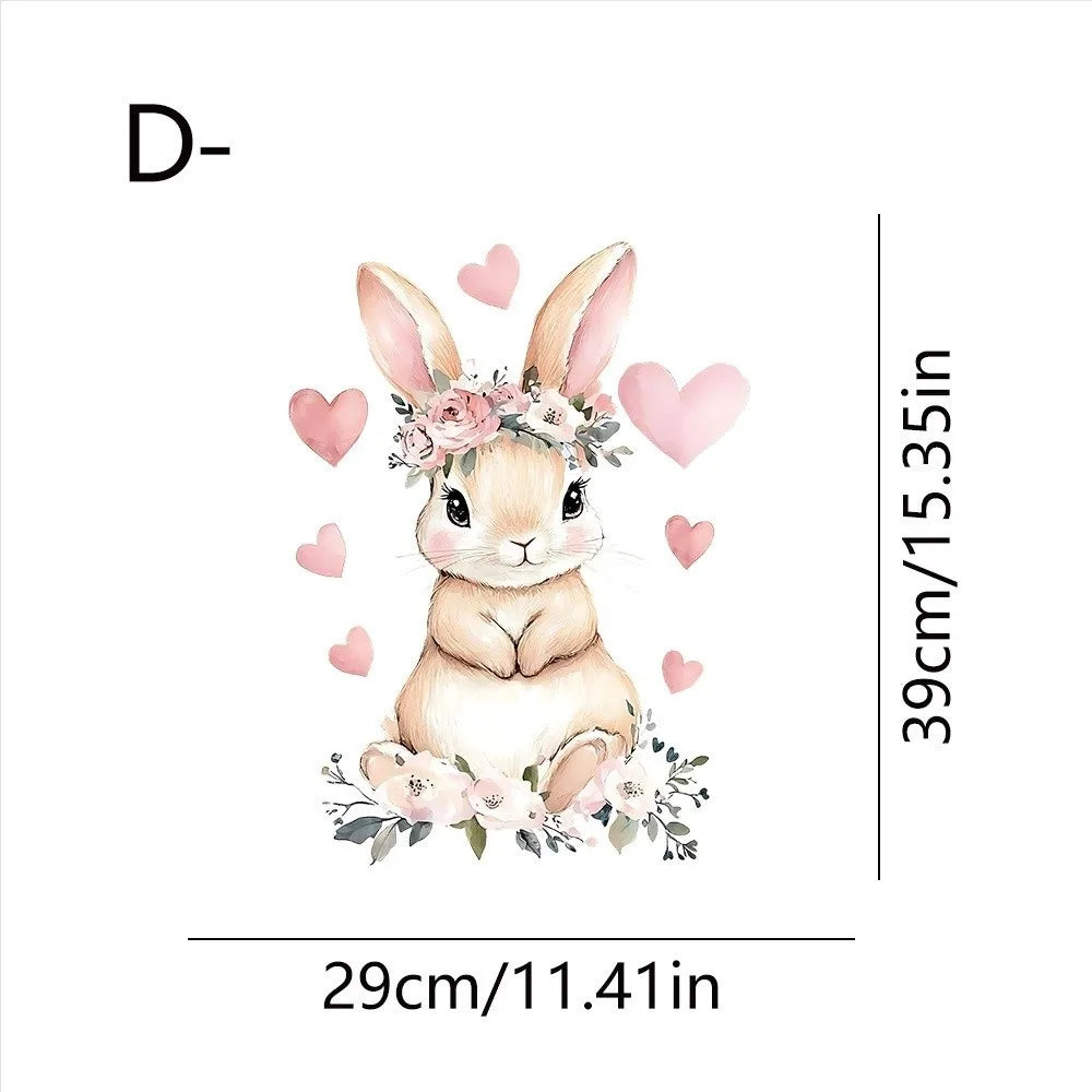 Easter Rabbit Flower Wall Stickers – Removable PVC Decals Wall Stickers Richie's D7