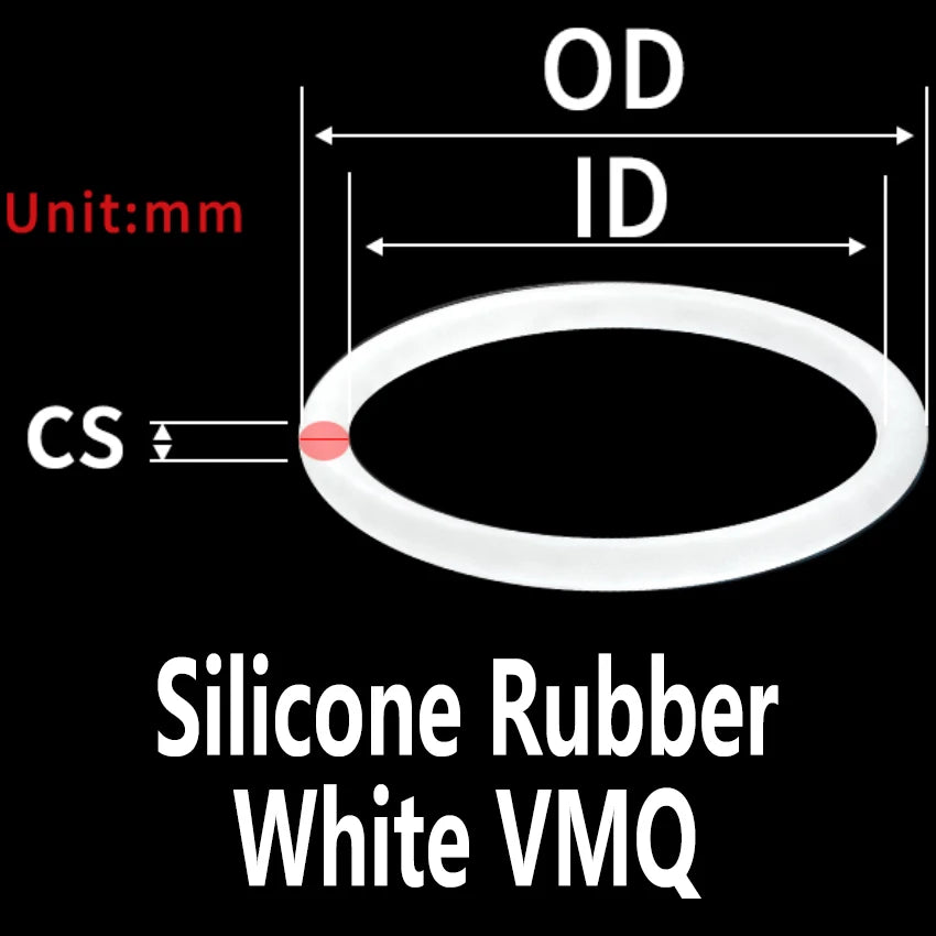 30PCS White VMQ Silicone O-Ring CS1.8mm Gasket Washers Silicone O-Ring Gasket Richie's OD16.8xID13.2xCS1.8 sketch map