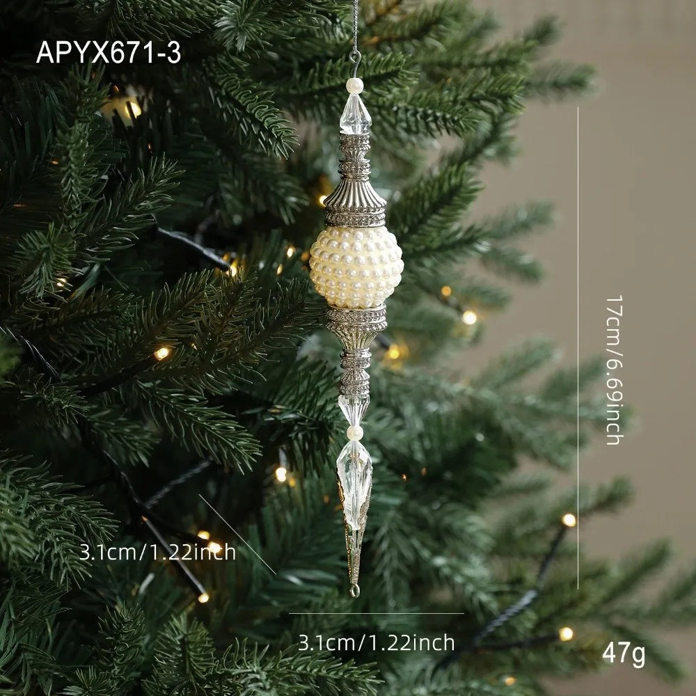 Acrylic Christmas Tree Pendant with Faux Pearl Drop Ornament Christmas Tree Ornament Richie's 2