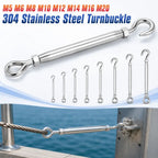 304 Stainless Steel Turnbuckle Wire Rope Tensioner M5–M20 Wire Rope Turnbuckle Richie's M6