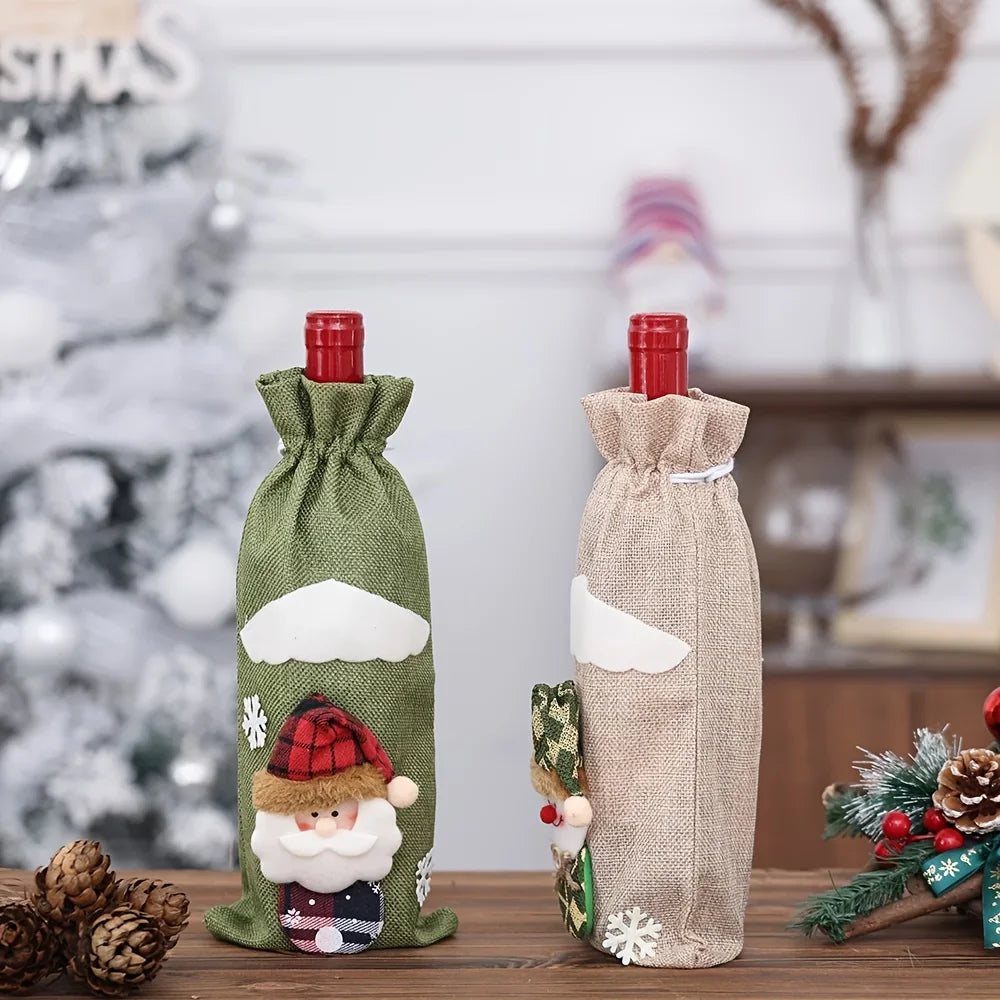 Christmas Wine Bottle Bags – Santa, Plaid & Floral | 1 or 3 Pcs Holiday Bottle Bag Richie's