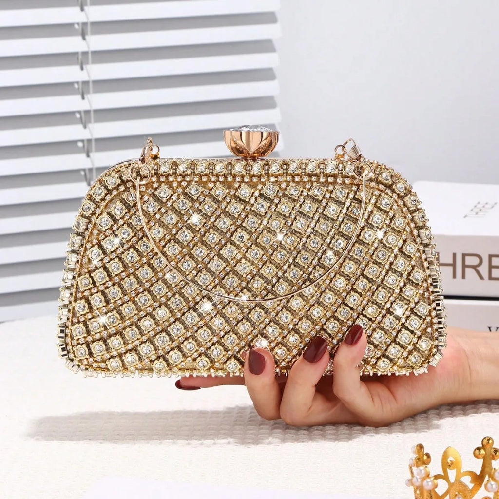Silver Diamond Glitter Evening Clutch Bag – Bridal Handbag Evening Clutch Bag Richie's Gold