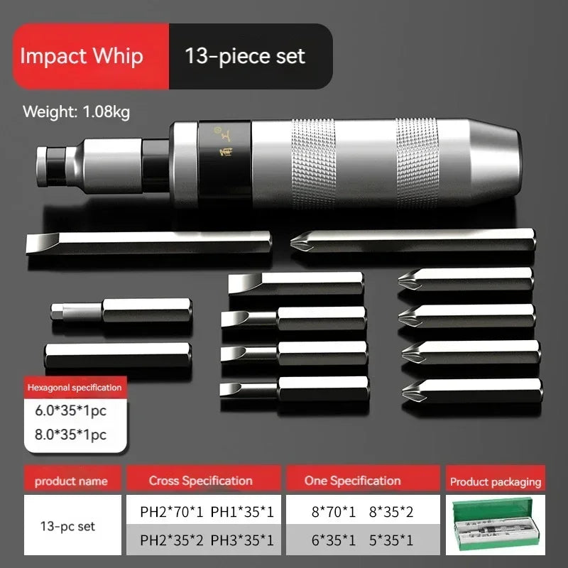 7/13 PCS Manual Reversible Impact Driver Set – Stainless Steel Impact Driver Set Richie's OUDISI-13pcs
