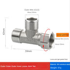 304 Stainless Steel Tee Swivel Pipe Fitting & Water Splitter 1/2" Pipe Tee Fitting Richie's 2