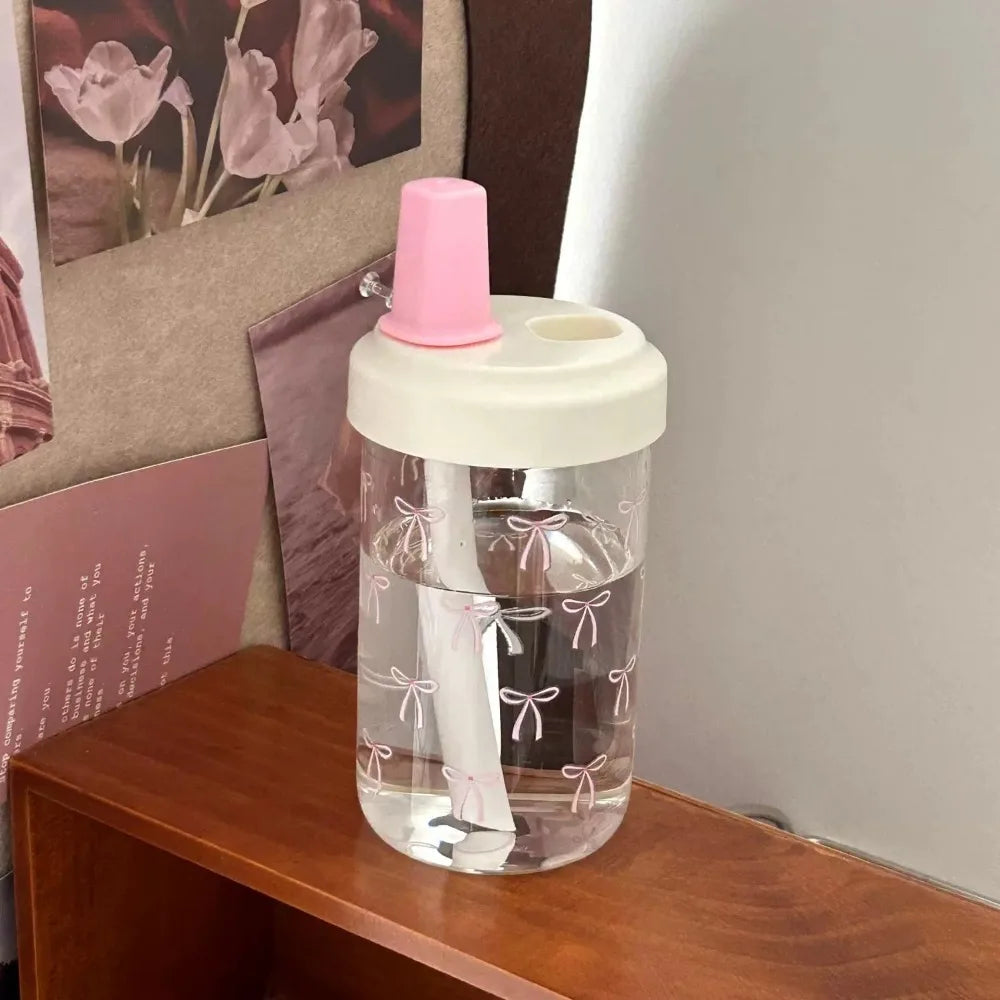 Cute Bowknot Straw Cup 500ml/700ml Plastic Water Bottle with Lid Straw Tumbler Cup Richie's 500ml