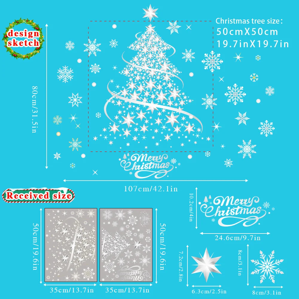 Silvery Christmas Tree Window Sticker – Reusable PVC Cling Window Cling Decoration Richie's