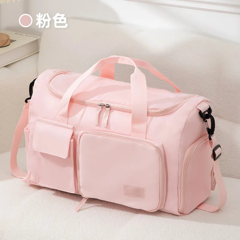 Large Capacity Gym Travel Bag – Dry Wet Separation Oxford Cloth Gym Travel Bag Richie's pink
