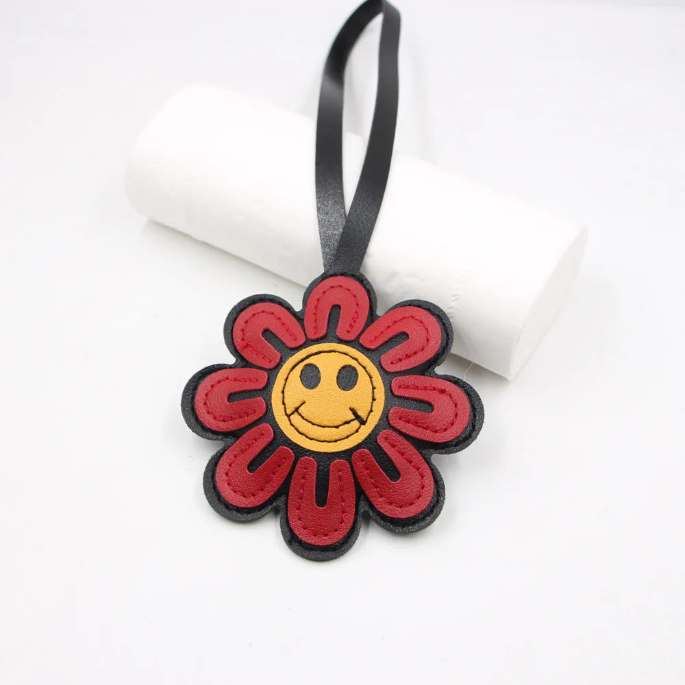 Sunflower Faux Leather Keychain – Bag Charm & Car Accessory Keychain Bag Charm Richie's Red 1pc