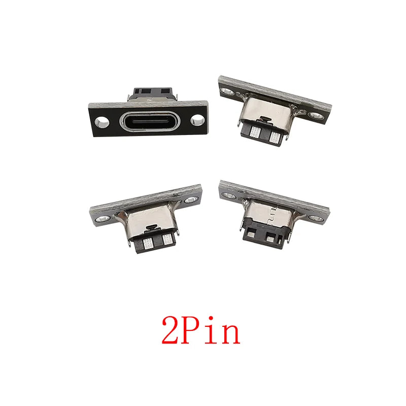 USB-C Female Soldering Connector 2/4/6 Pin with Fixing Plate USB-C Connector Richie's